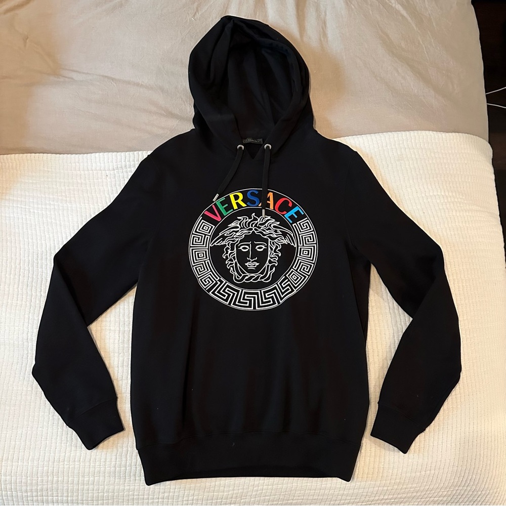 Versace Multicolor Logo Black Hoodie